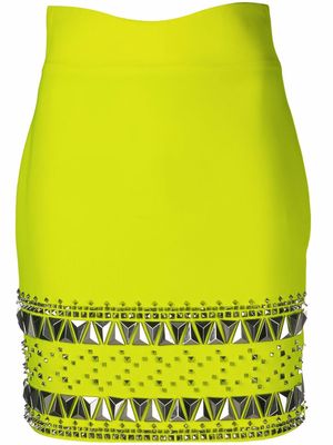 Philipp Plein cady studded mini skirt - Yellow