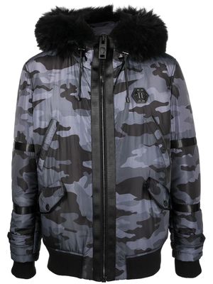 Philipp Plein camouflage-print padded jacket - Black