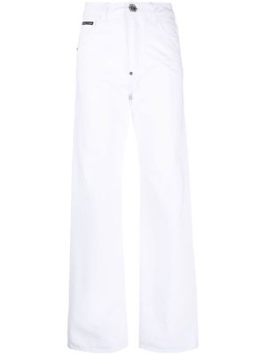 Philipp Plein charm-detail wide leg trousers - White