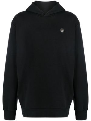 Philipp Plein chest logo-patch detail hoodie - Black