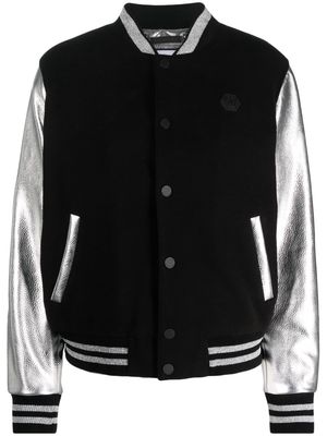 Philipp Plein contrast-sleeve bomber jacket - Black