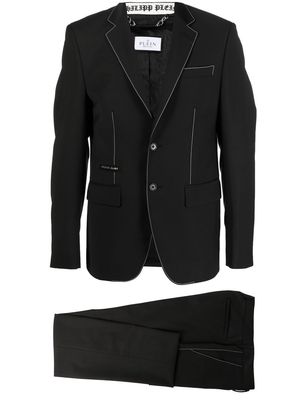 Philipp Plein contrast-stitching single-breasted suit - Black