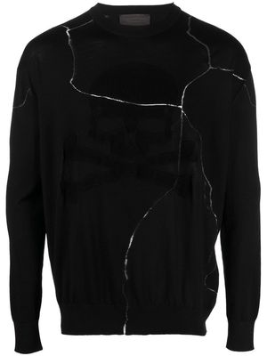 Philipp Plein cracked-effect wool jumper - Black