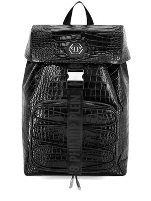 Philipp Plein crocodile-embossed leather backpack - Black