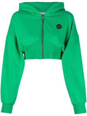 Philipp Plein cropped long-sleeve hoodie - Green