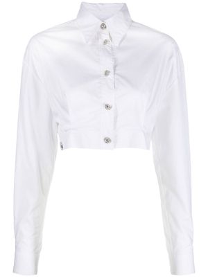 Philipp Plein cropped long-sleeve shirt - White