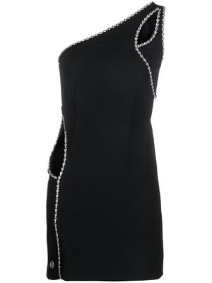 Philipp Plein crystal embellished asymmetrical mini dress - Black
