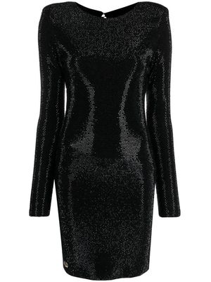 Philipp Plein crystal-embellished backless dress - Black