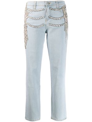 Philipp Plein crystal embellished Boyfriend jeans - Blue
