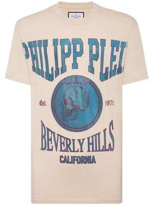 Philipp Plein crystal-embellished cotton T-shirt - Neutrals