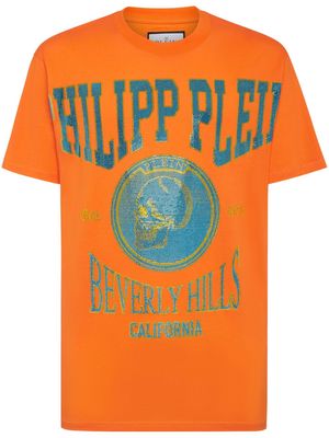 Philipp Plein crystal-embellished cotton T-shirt - Orange