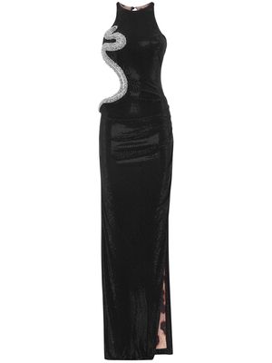 Philipp Plein crystal-embellished cut out-detail maxi dress - Black