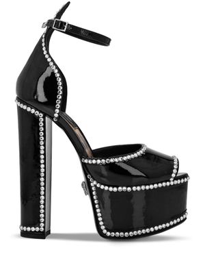 Philipp Plein crystal-embellished heeled platform sandals - Black