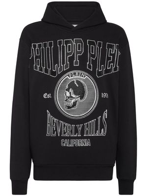 Philipp Plein crystal-embellished jersey hoodie - Black