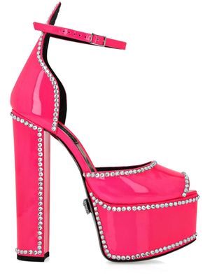 Philipp Plein crystal-embellished leather sandals - Pink