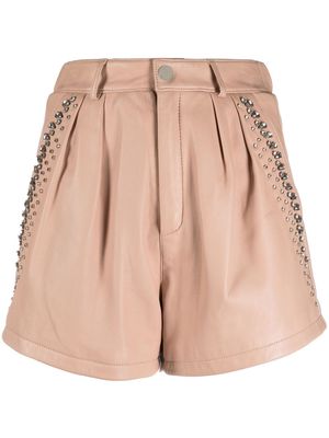 Philipp Plein crystal-embellished leather shorts - Neutrals