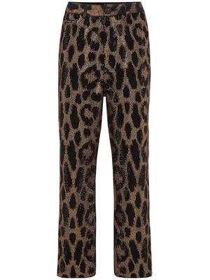 Philipp Plein crystal-embellished leopard jeans - Brown
