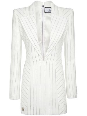 Philipp Plein crystal-embellished long-sleeved minidress - White