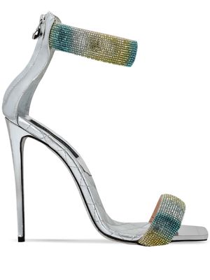 Philipp Plein crystal-embellished metallic-leather sandals - Silver