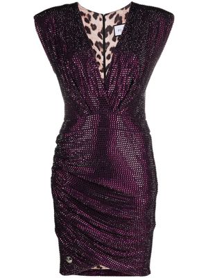Philipp Plein crystal-embellished padded mini dress - Purple