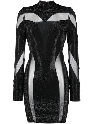 Philipp Plein crystal-embellished panelled dress - Black