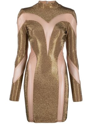 Philipp Plein crystal-embellished panelled dress - Gold