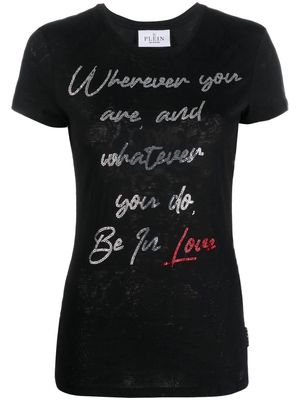 Philipp Plein crystal embellished-slogan slim T-shirt - Black