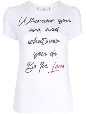 Philipp Plein crystal embellished-slogan slim T-shirt - White