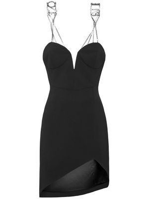 Philipp Plein crystal-embellished strap cady minidress - Black