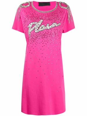 Philipp Plein crystal-embellished T-shirt dress - Pink