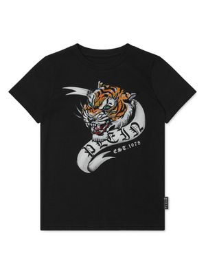 Philipp Plein crystal-embellished tiger T-shirt - Black