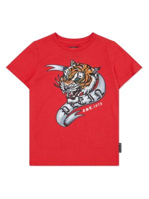 Philipp Plein crystal-embellished tiger T-shirt - Red