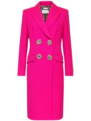 Philipp Plein crystal-embellished wool coat - Pink