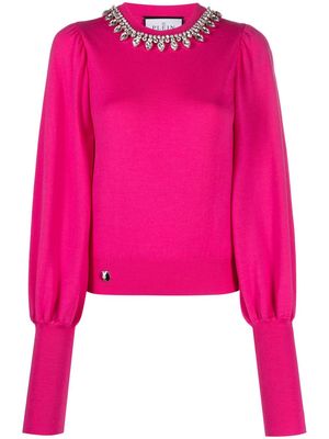 Philipp Plein Crystal-embellished wool knitted jumper - Pink