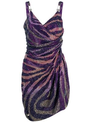 Philipp Plein crystal-embellished zebra-print dress - Purple