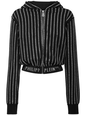 Philipp Plein crystal-embellished zip-up hoodie - Black