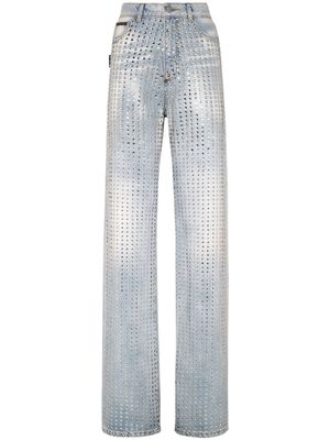 Philipp Plein crystal-embellishment pinstripe jeans - Blue