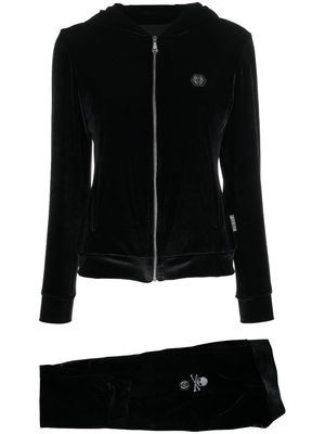Philipp Plein Crystal Skull velvet tracksuit set - Black