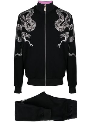Philipp Plein crystal snake track suit - Black