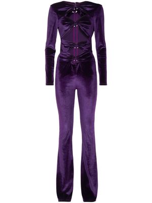 Philipp Plein cut out-detail long-sleeve jumpsuit - Purple