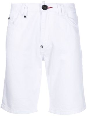 Philipp Plein Denim Capri Shorts - White