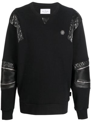 Philipp Plein diamond-quilt panelled sweatshirt - Black