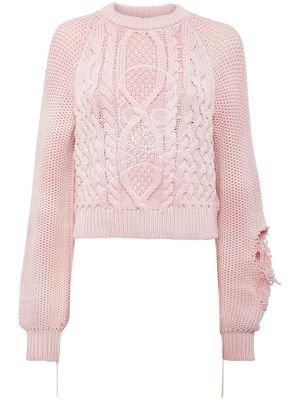 Philipp Plein distressed-effect cotton jumper - Pink