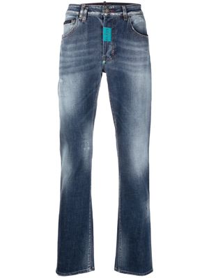 Philipp Plein distressed-effect straight-leg jeans - Blue