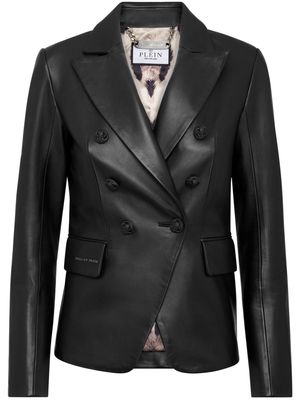 Philipp Plein double-breasted leather blazer - Black