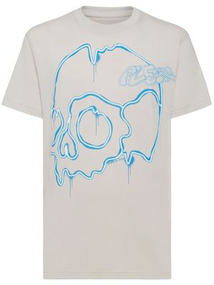 Philipp Plein Dripping Skull graphic-print T-shirt - Neutrals