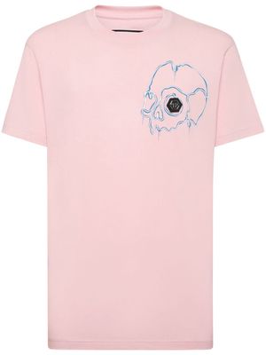 Philipp Plein Dripping Skull-print cotton T-shirt - Pink