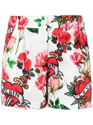Philipp Plein Duchesse floral-print shorts - White