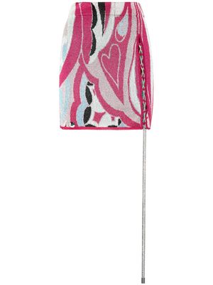 Philipp Plein embellished intarsia knitted miniskirt - Pink