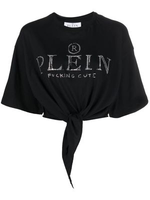 Philipp Plein embellished-logo cropped T-shirt - Black